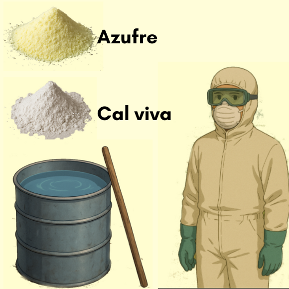 Insumos para la preparación de caldo sulfocálcico